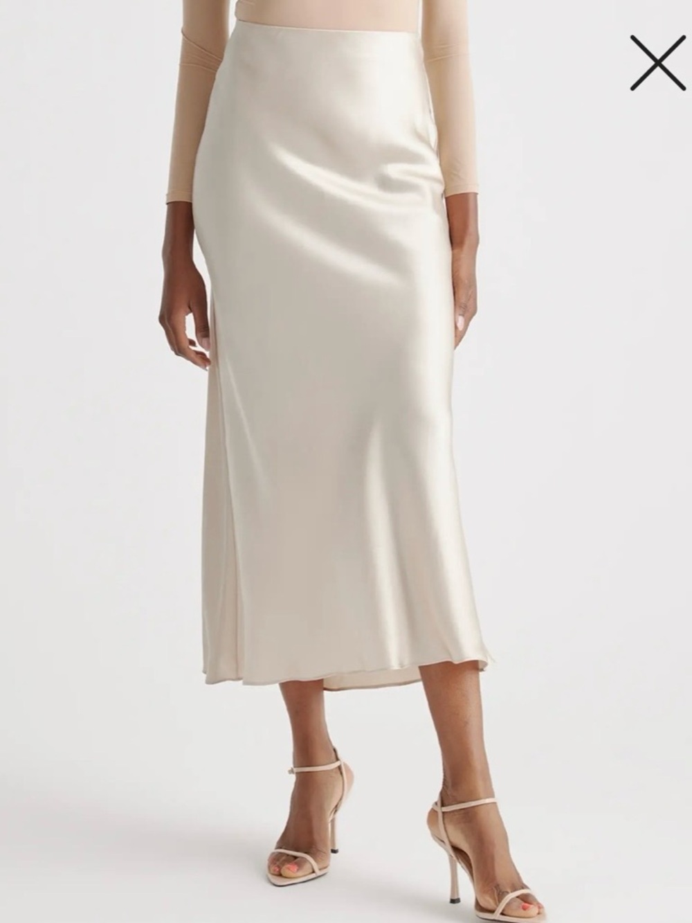 Quince Champagne Satin
Bias Midi Skirt